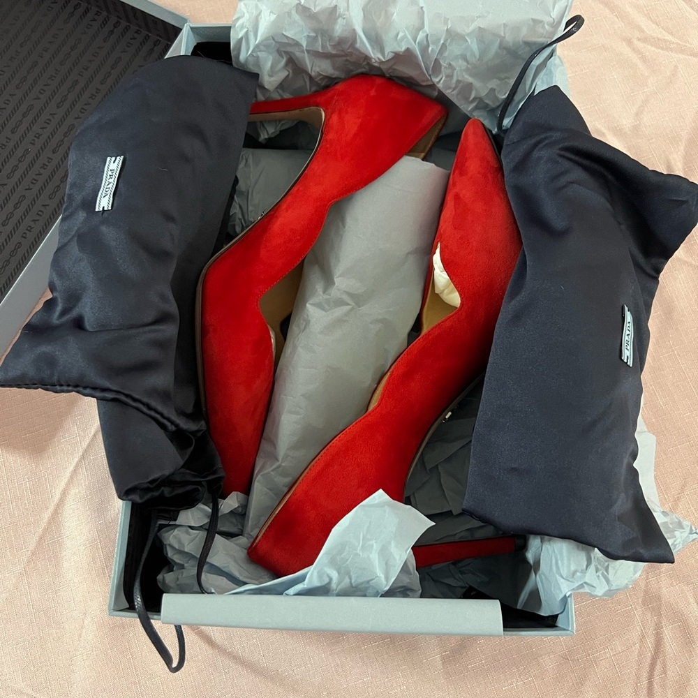 Prada Red Suede Pumps - Picture 8 of 12